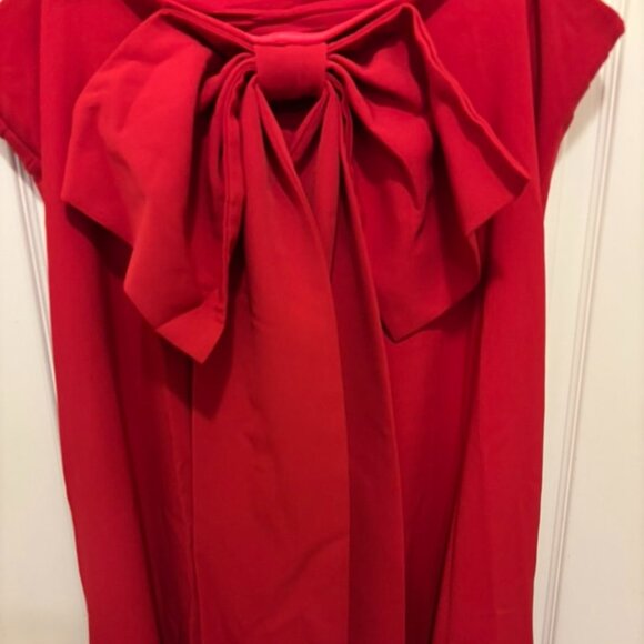 Red Strapless Maxi Dress with Bow - Picture 3 of 15